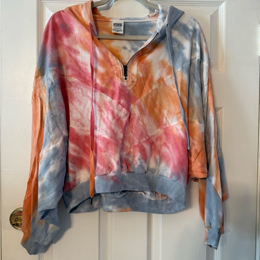 PINK Victoria's Secret Orange and Blue Hoodie